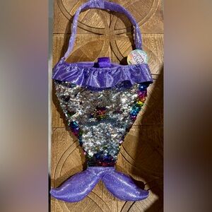 🧜🏻‍♀️ GANZ Shimmer Cove Girls Purple and Silver Sequin Mermaid 🧜🏻‍♀️ Purse NWT